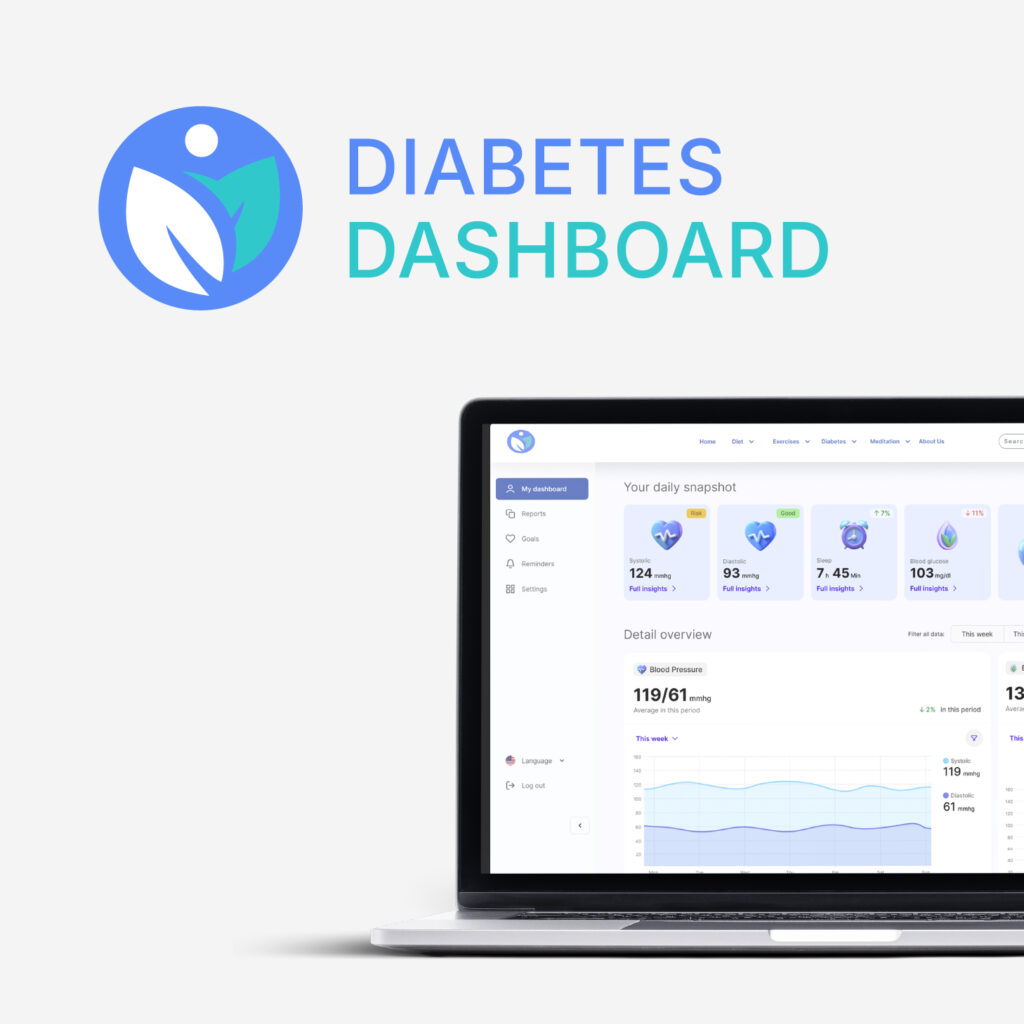 Diabetes Dashboard - shows logo and laptop of the project
